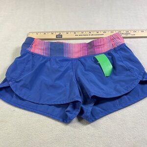 Ivivva Girls' Royal Blue Shorts with Pink Striped Waistband